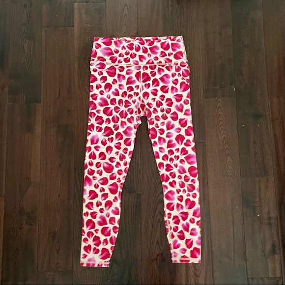 Fabletics Pants - Fabletics Powerhold Leggings - M, Rose Petals + Hearts design - matching set